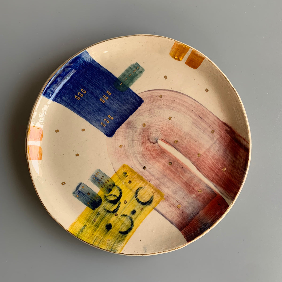 Abstract Breakfast Plate | Handmade And Hand painted | Finished With 22 Carat Gold