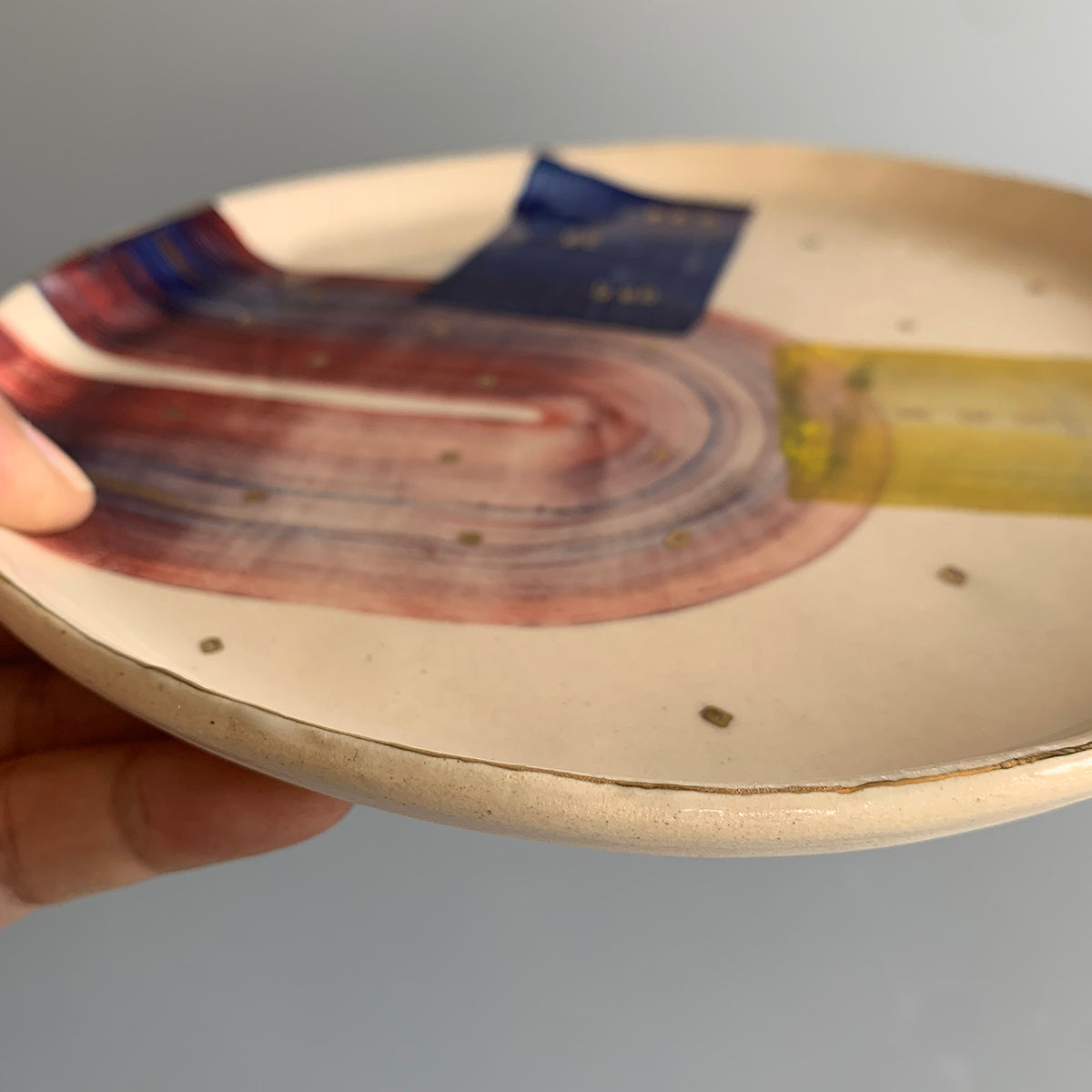 Abstract Breakfast Plate | Handmade And Hand painted | Finished With 22 Carat Gold