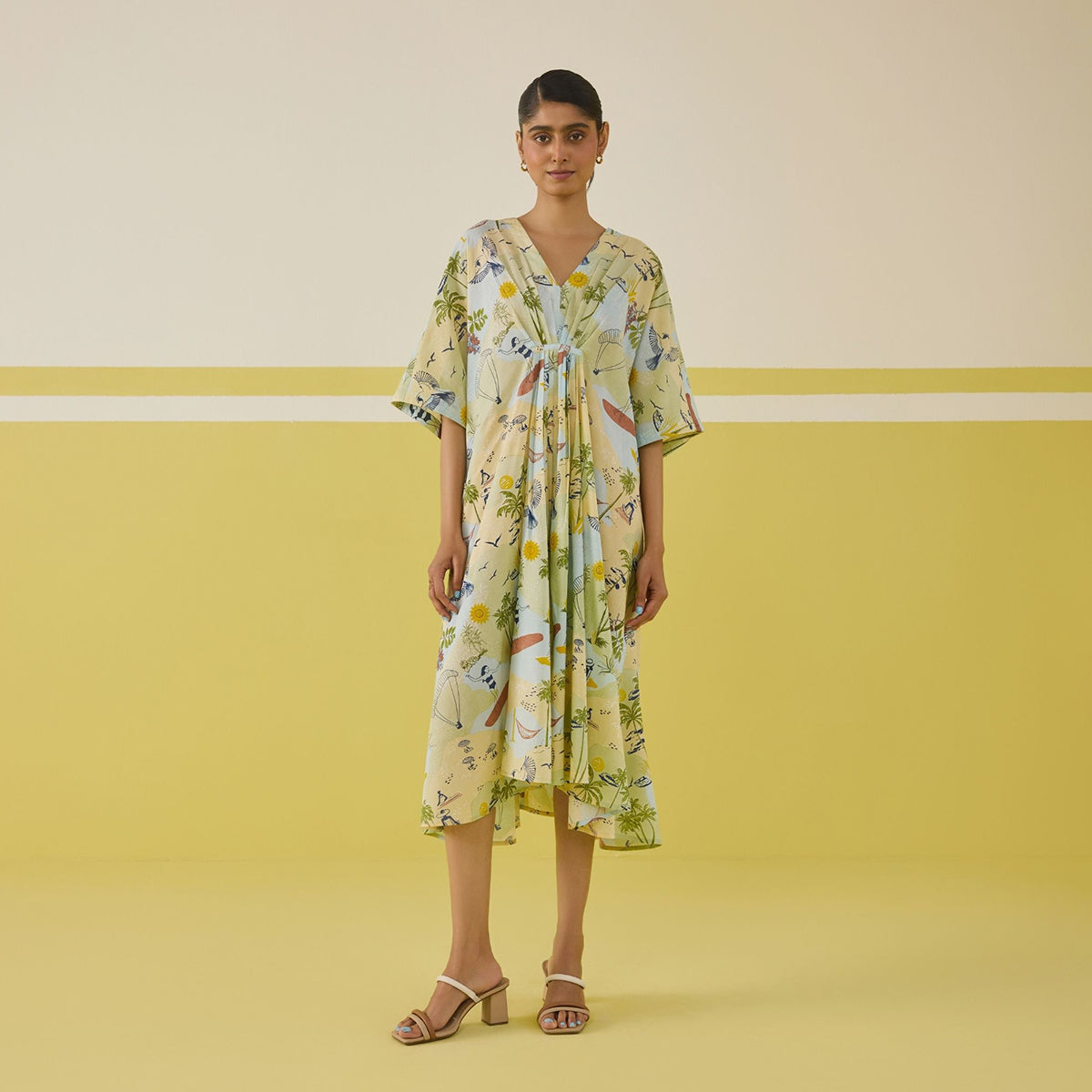 Palmy Summer Lyocell Kaftan Dress