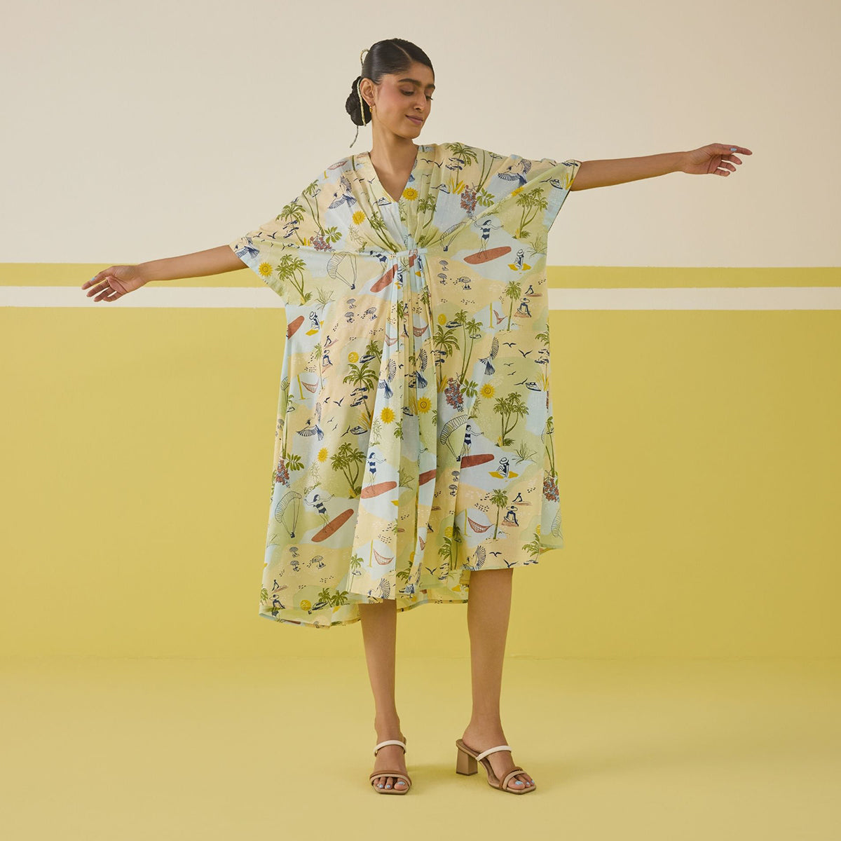 Palmy Summer Lyocell Kaftan Dress