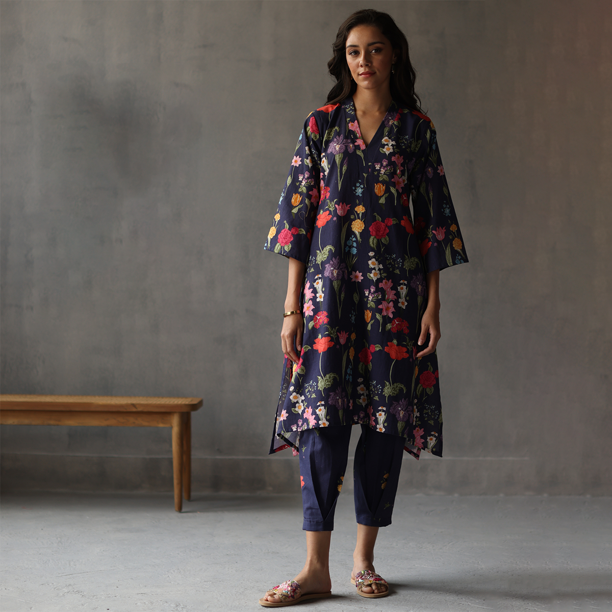 Primrose Kaftan (Navy Blue)