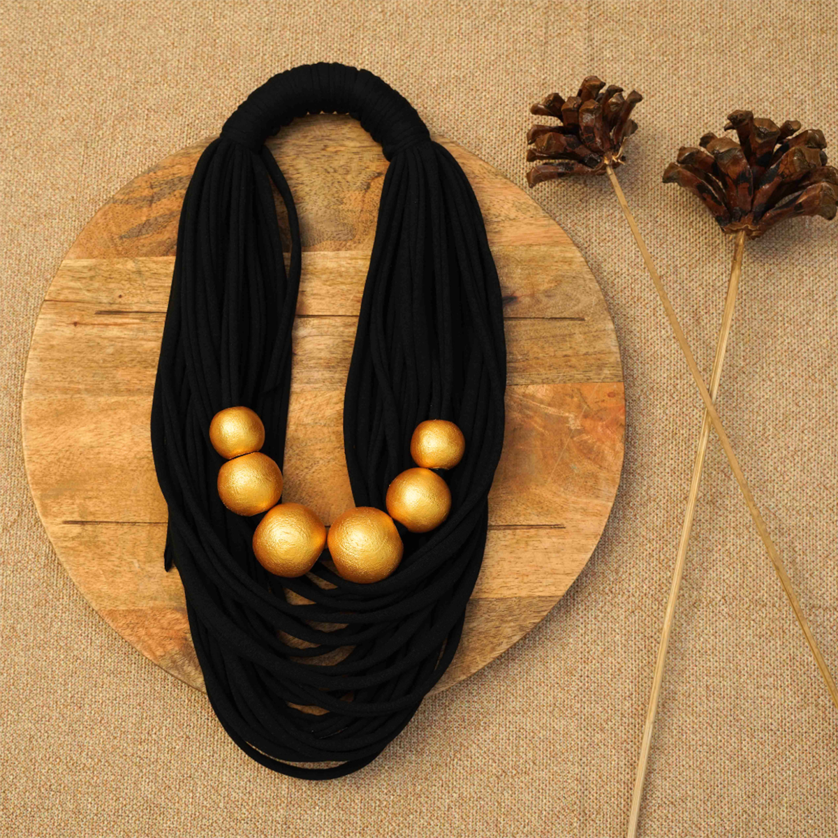 Black Magic Handmade Fabric Necklace