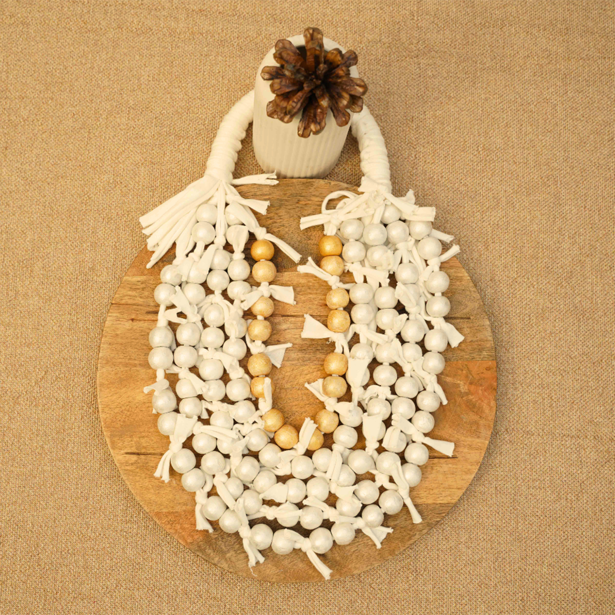 Whimsical White Handmade Fabric Necklace