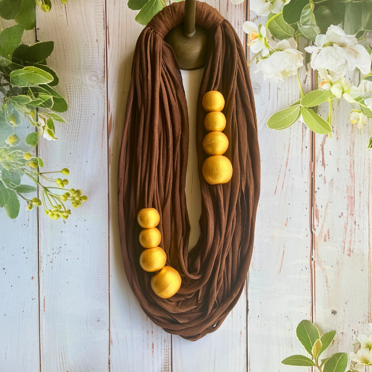 Coffee Bean Handmade Fabric Necklace