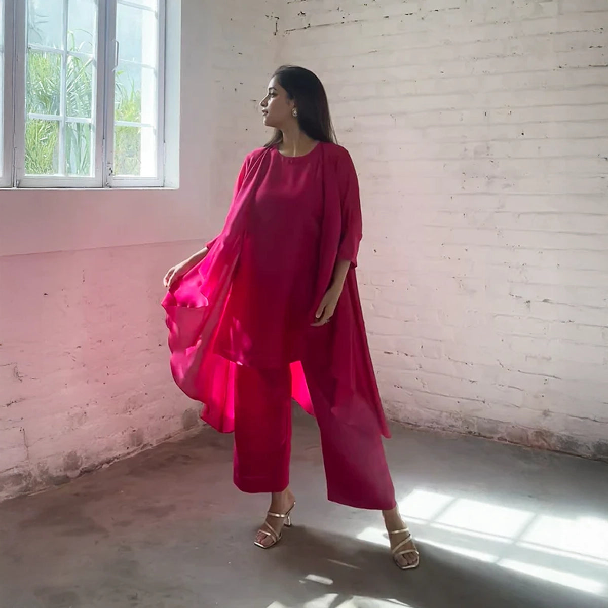 The Waterfall Jacket Ensemble - Rani Pink