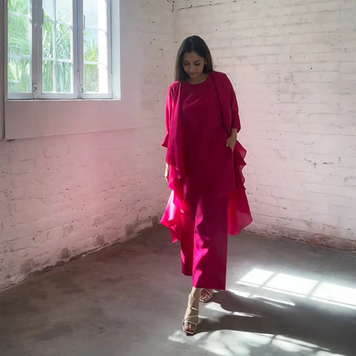 The Waterfall Jacket Ensemble - Rani Pink