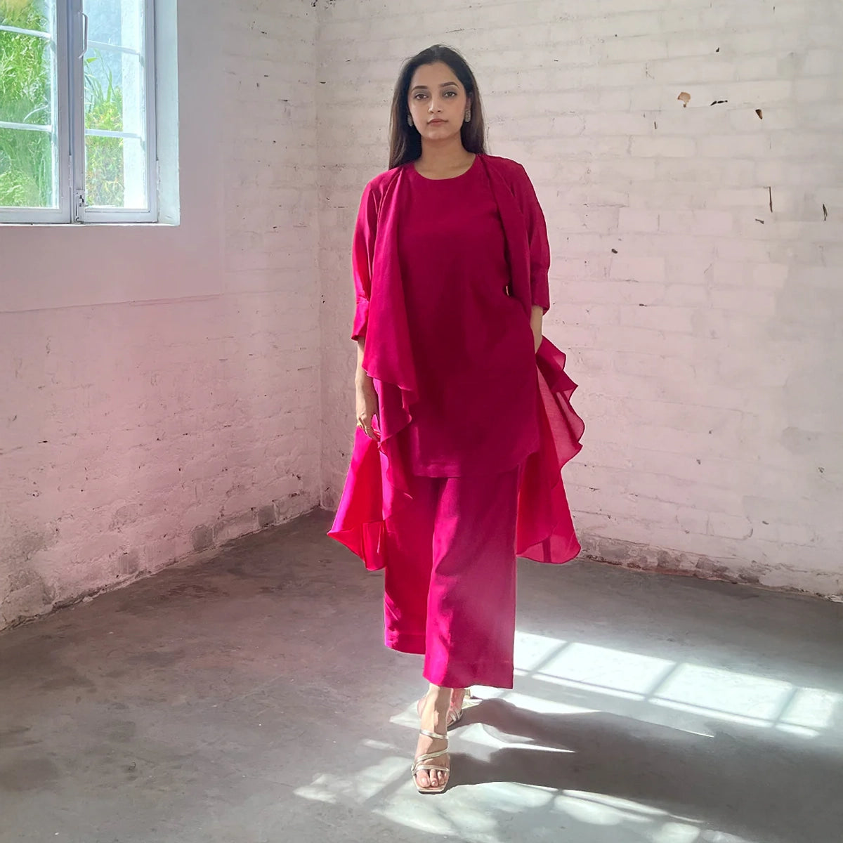 The Waterfall Jacket Ensemble - Rani Pink