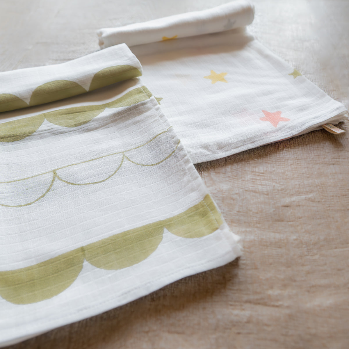 Organic Muslin Baby Swaddle - Circus Half Moon