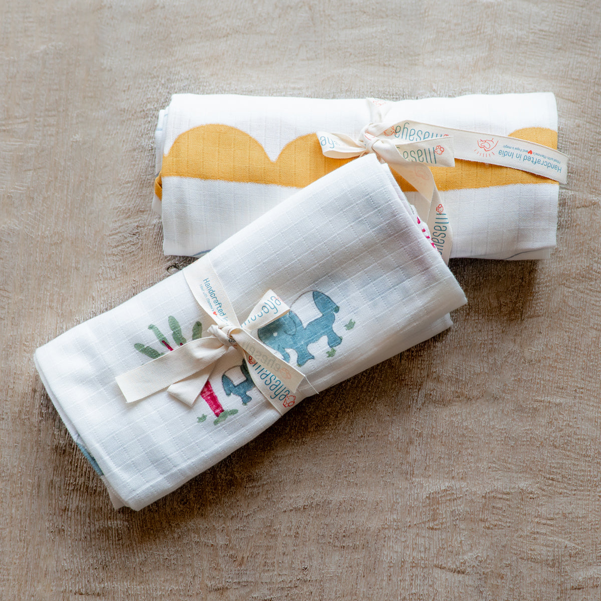 Organic Muslin Baby Swaddle - Earthy Half Moon