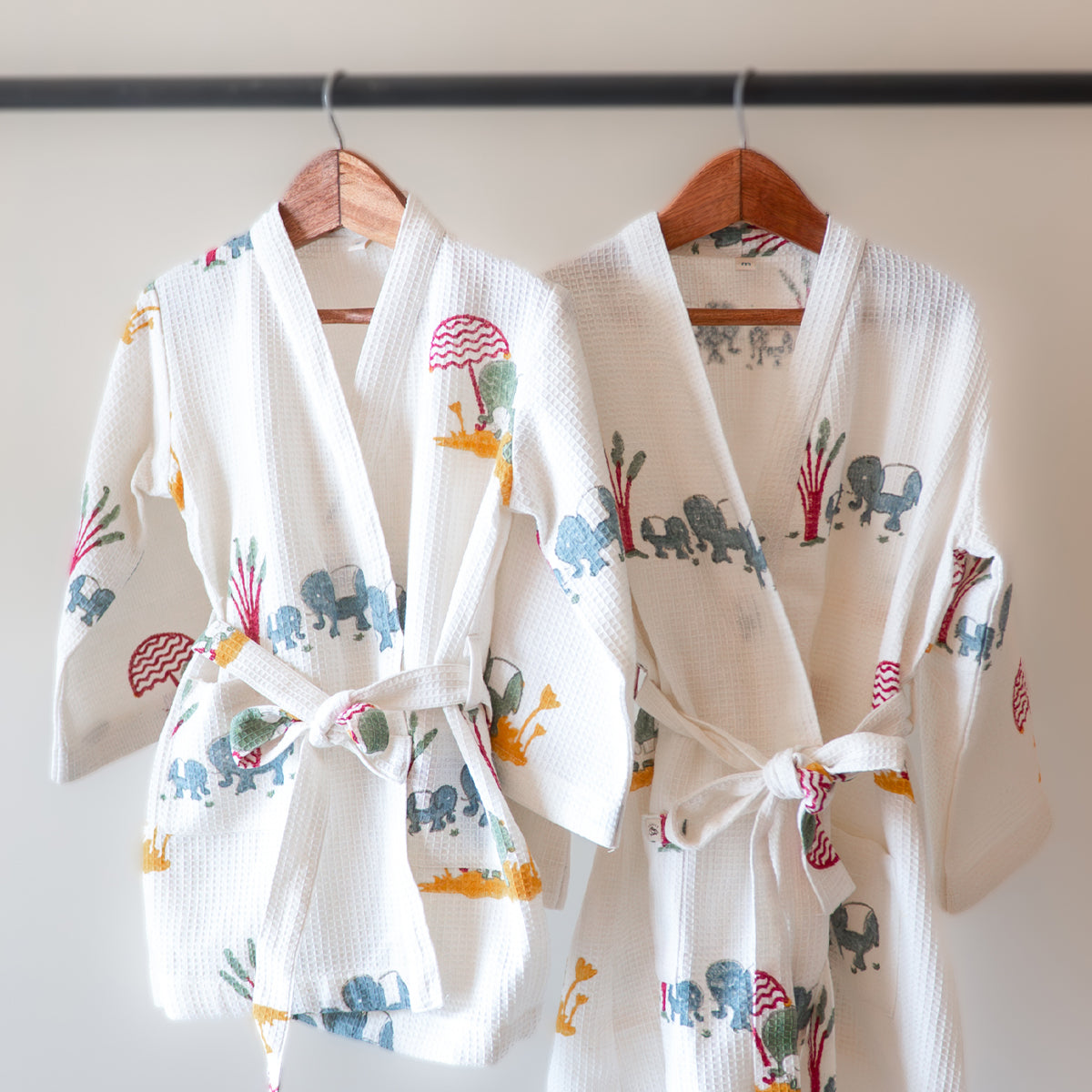 Organic Cotton Baby Bath Robe - Elle | Blue, Green, Yellow