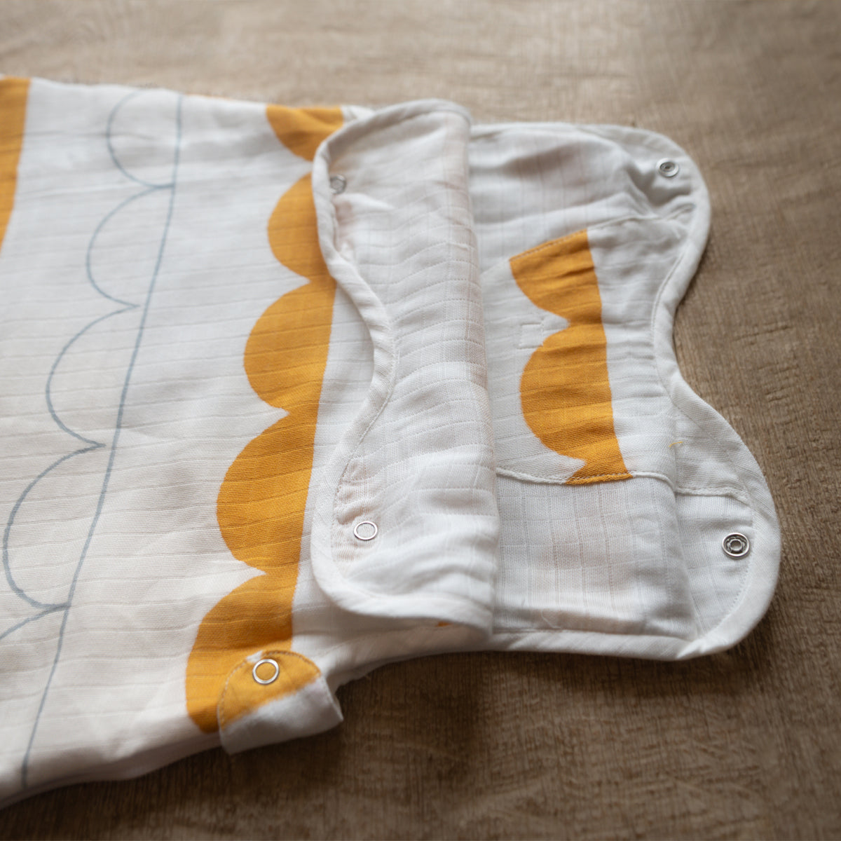 Organic Muslin Sleeping Bag for Baby - Elle Half Moon | Yellow