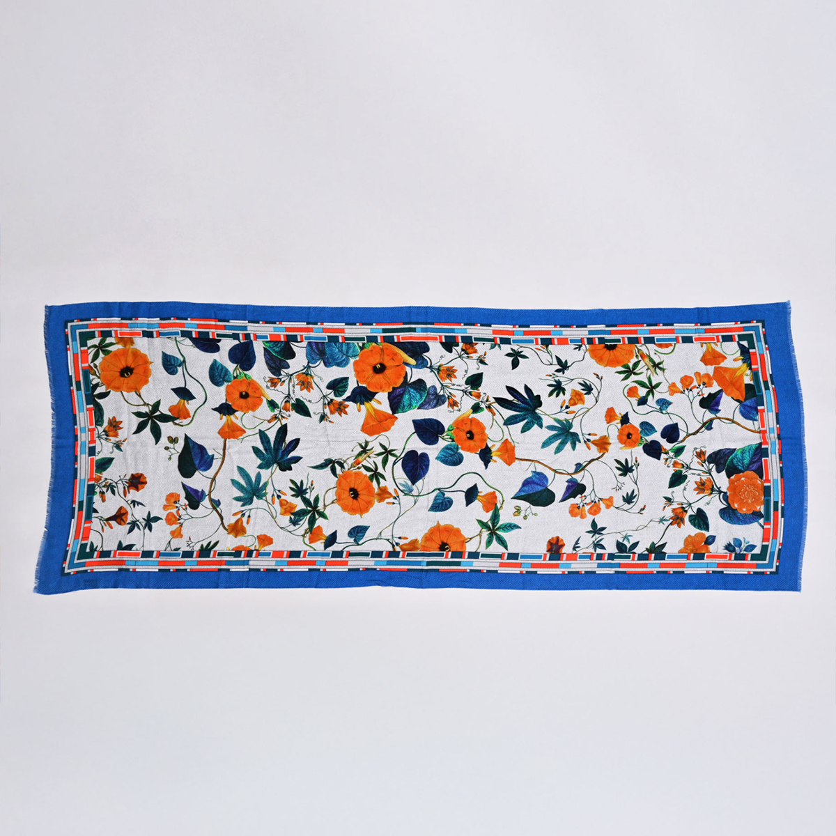 The Scarlet Bloom Bamboo Modal Stole (Blue)