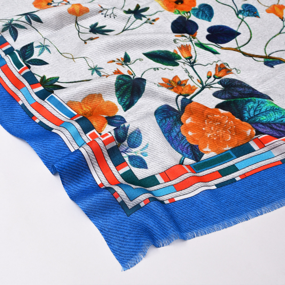 The Scarlet Bloom Bamboo Modal Stole (Blue)