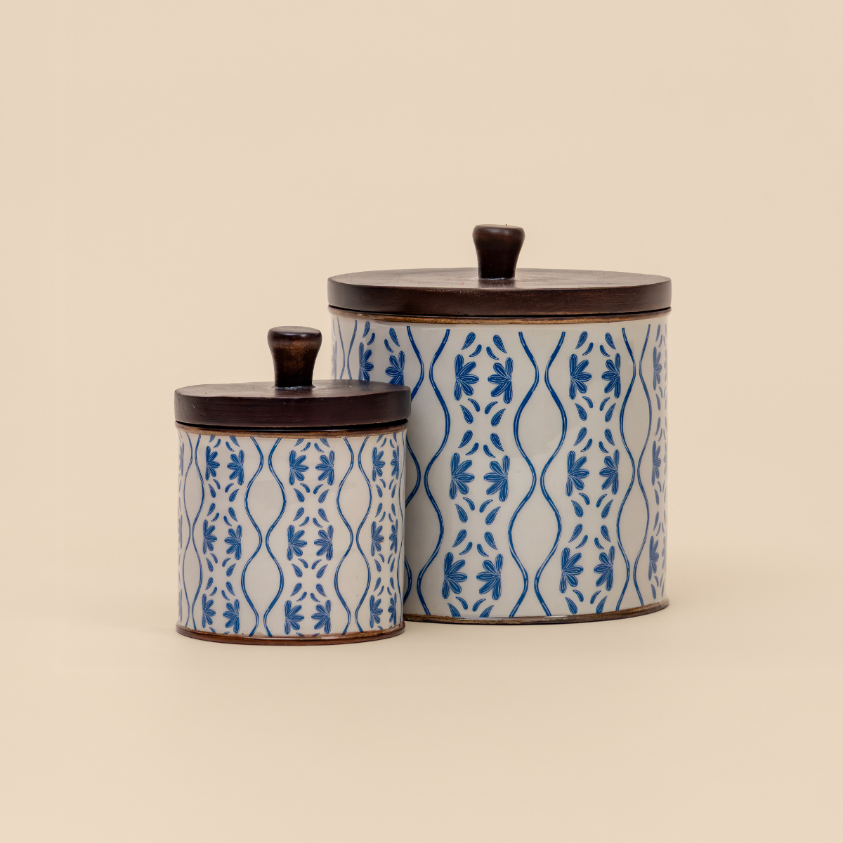 Frosted Wooden Storage Jars