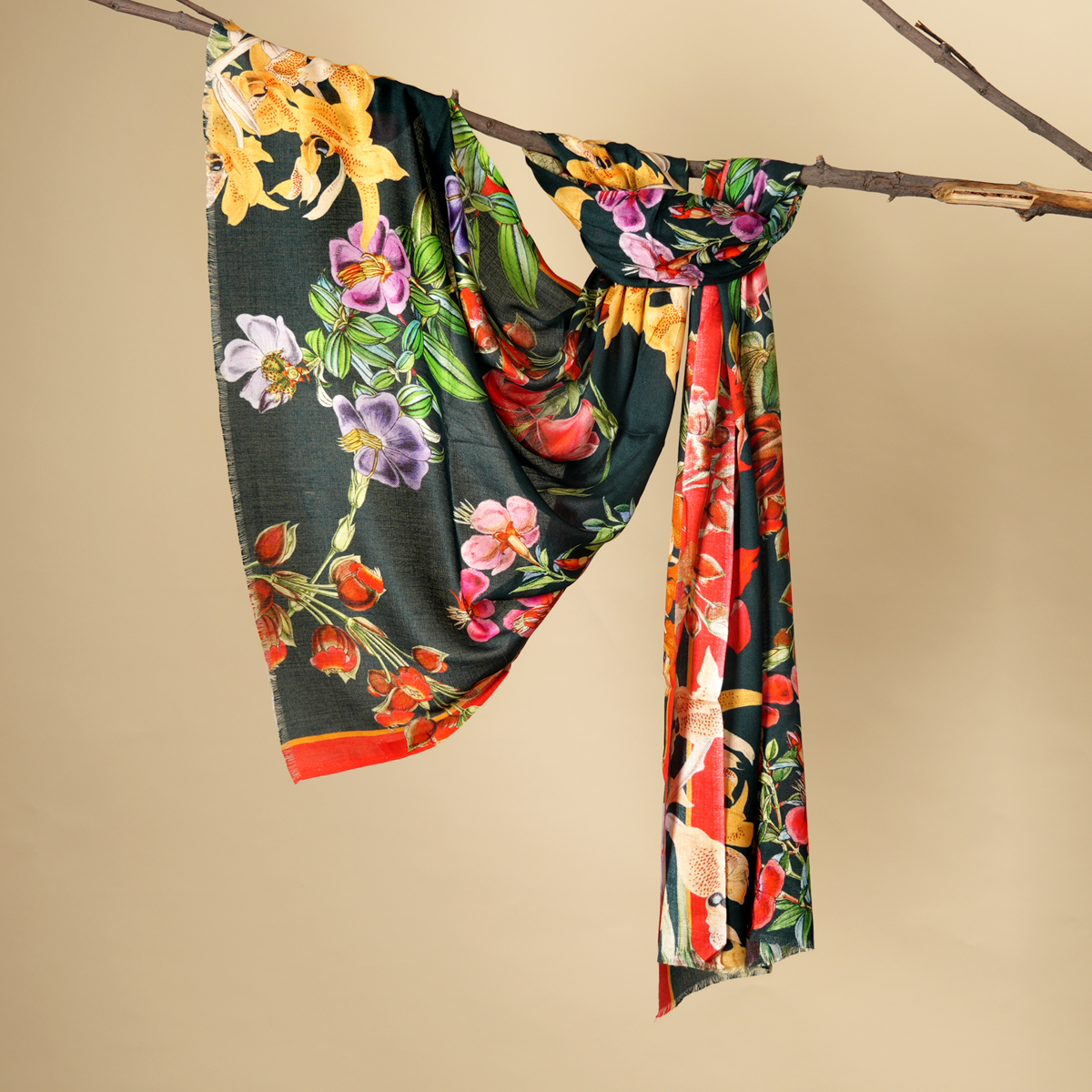 Midnight Bloom Bamboo Modal Stole