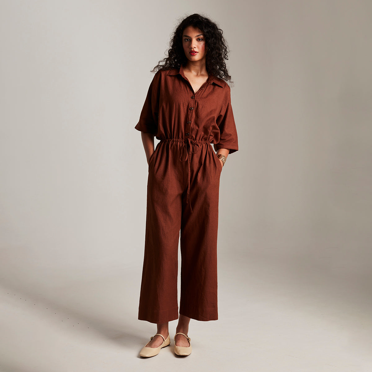 Mocha Co-Linen Boilersuit