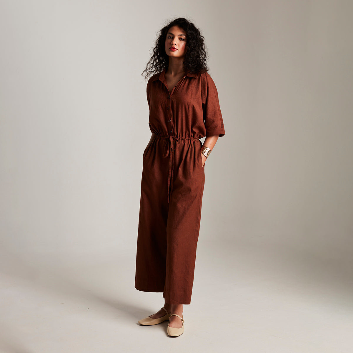 Mocha Co-Linen Boilersuit