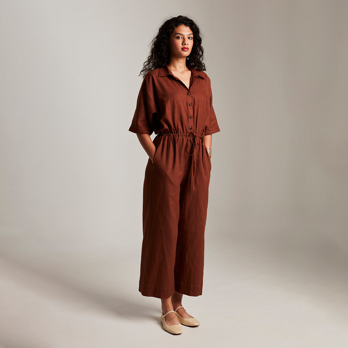 Mocha Co-Linen Boilersuit