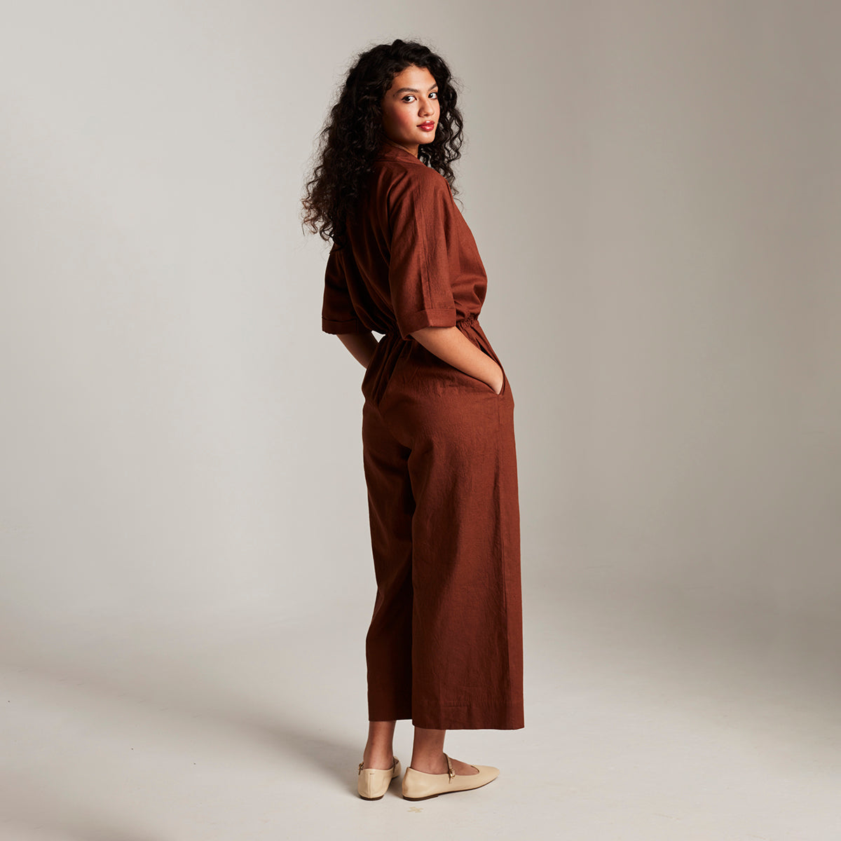 Mocha Co-Linen Boilersuit