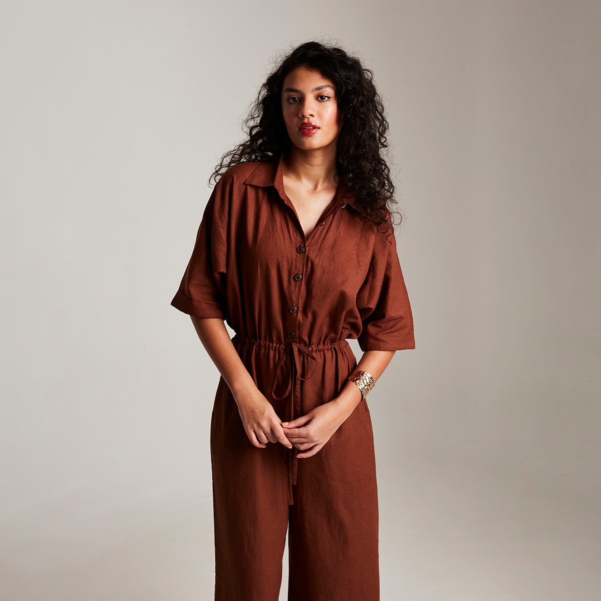 Mocha Co-Linen Boilersuit