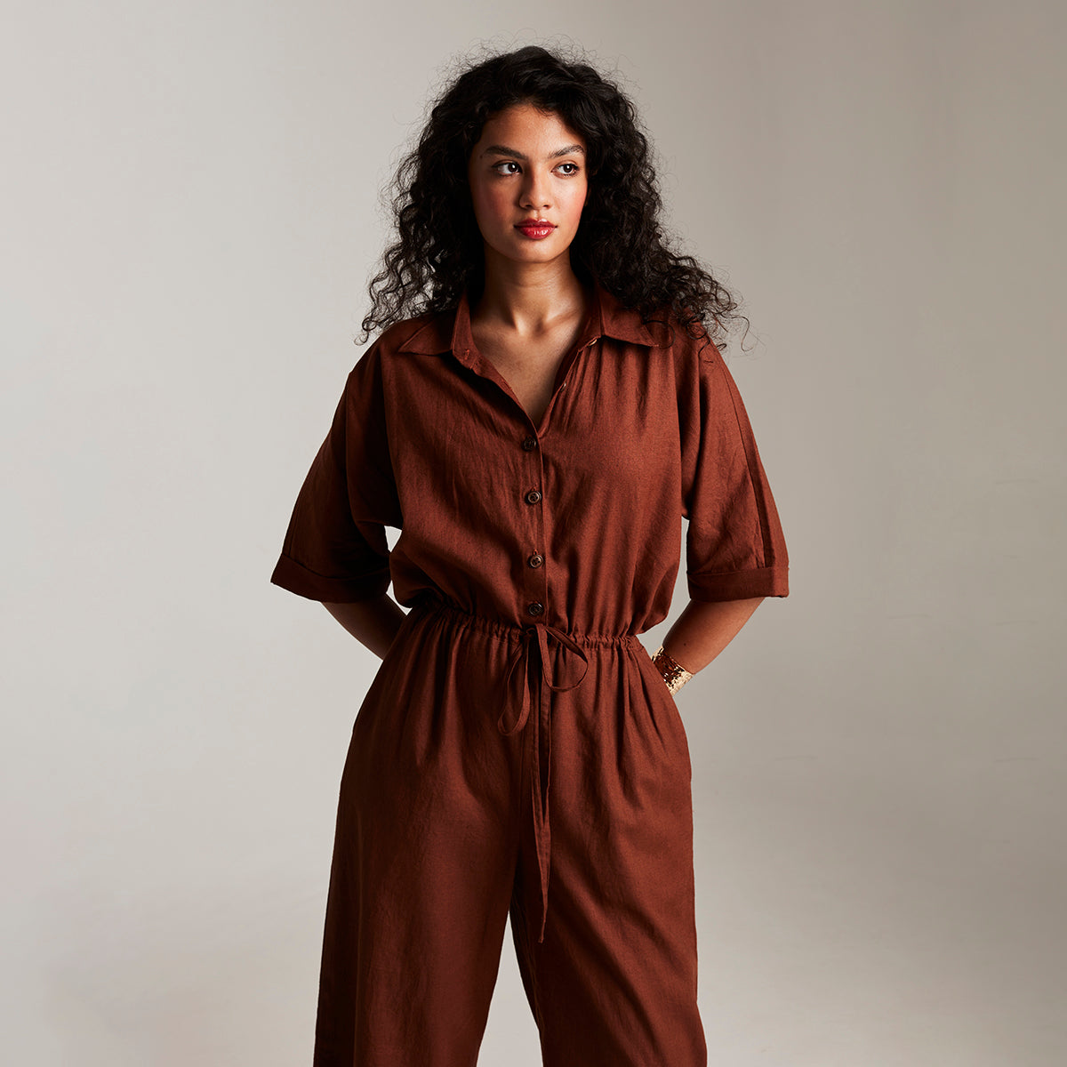 Mocha Co-Linen Boilersuit