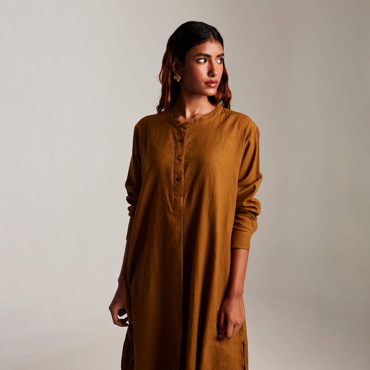 Olive Co-Linen Round Hem Kurta Set