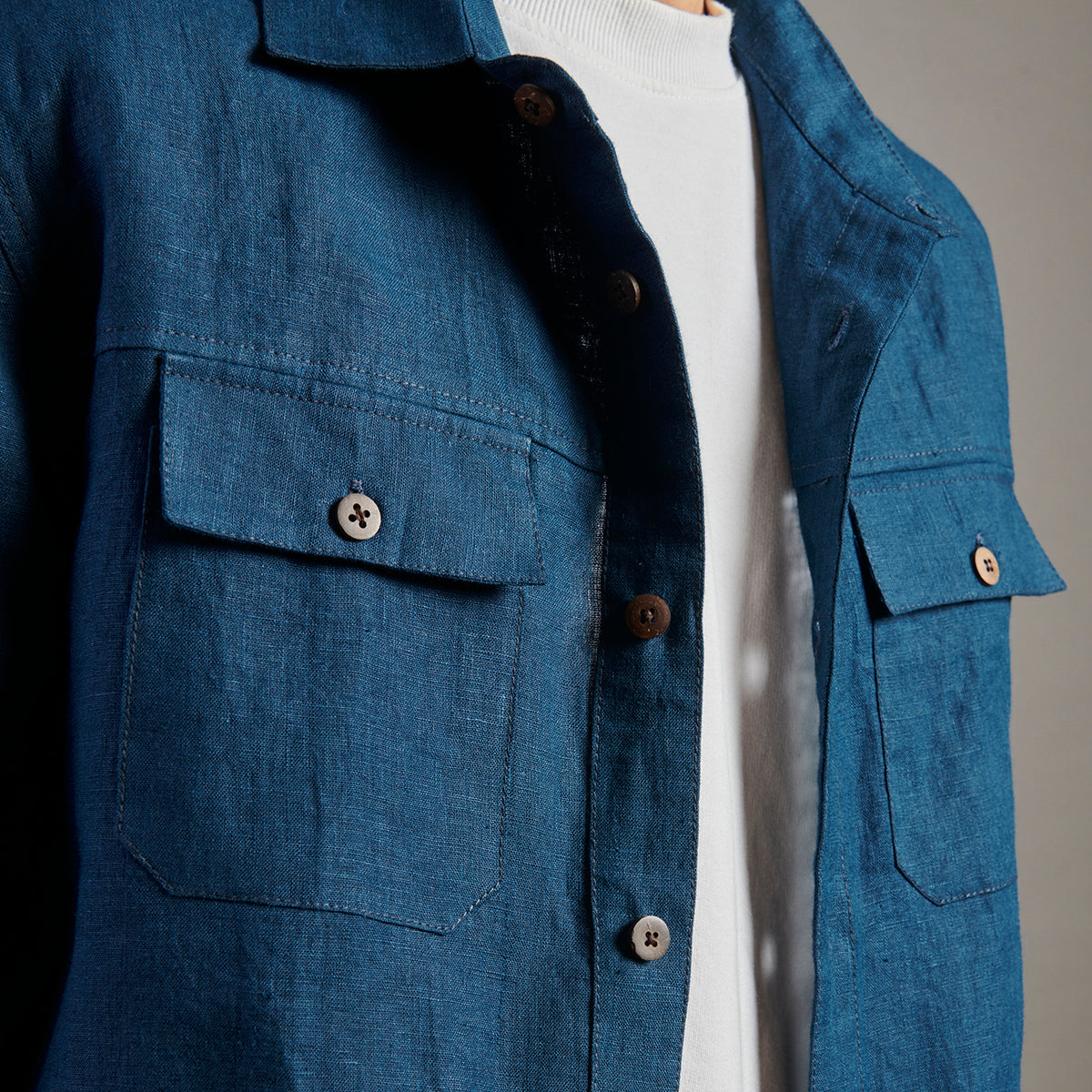 Indigo Linen Men's Overshirt