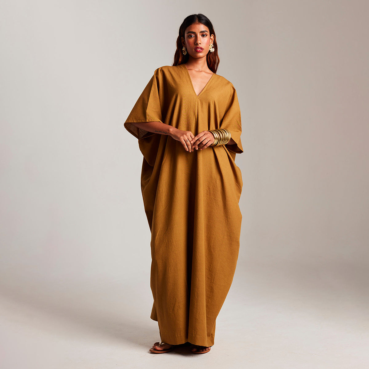 Olive Co-Linen Classic Kaftan