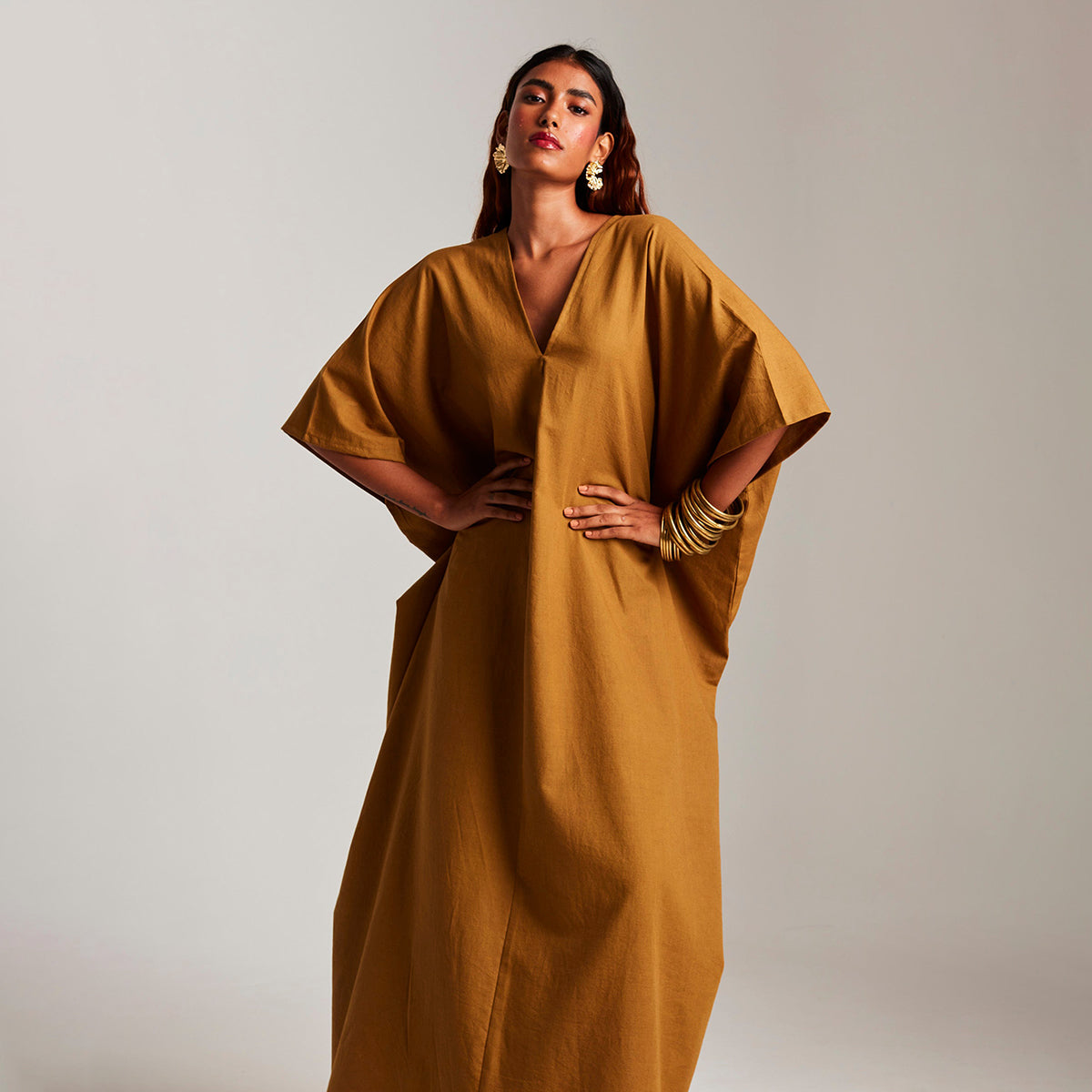 Olive Co-Linen Classic Kaftan