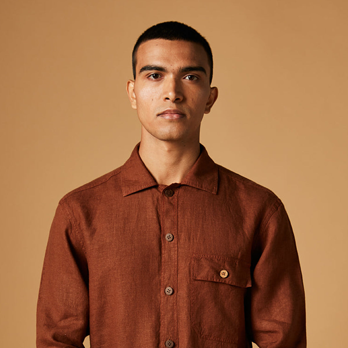 Cinnamon Linen Men's Overshirt