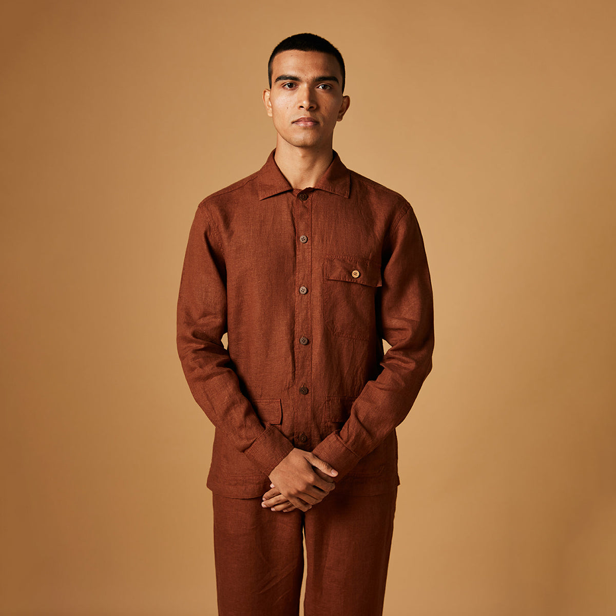 Cinnamon Linen Men's Overshirt