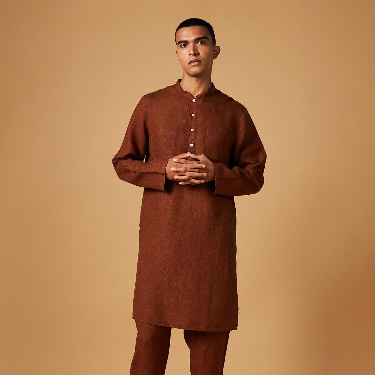 Cinnamon Linen Men's Kurta Set