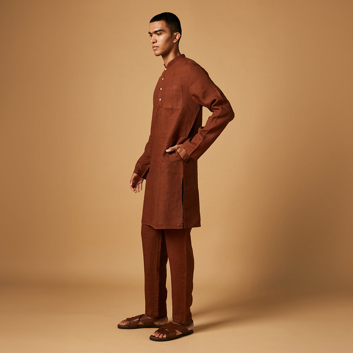 Cinnamon Linen Men's Kurta Set