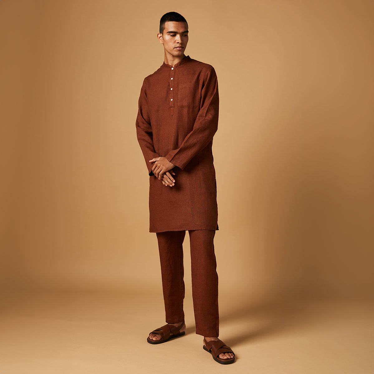 Cinnamon Linen Men's Kurta Set