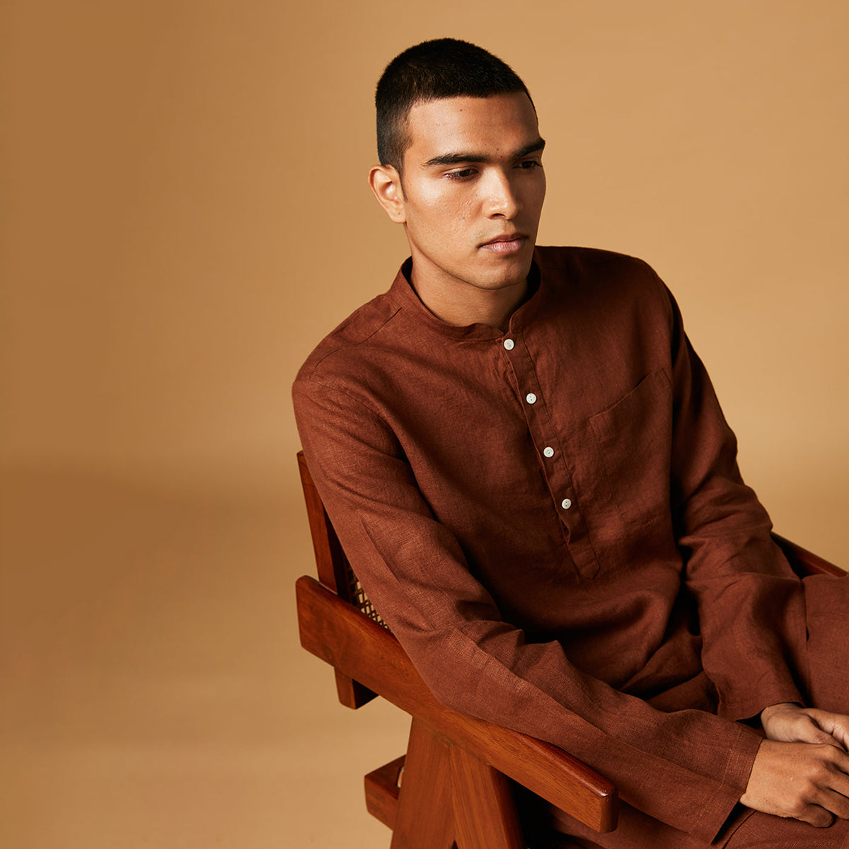 Cinnamon Linen Men's Kurta Set