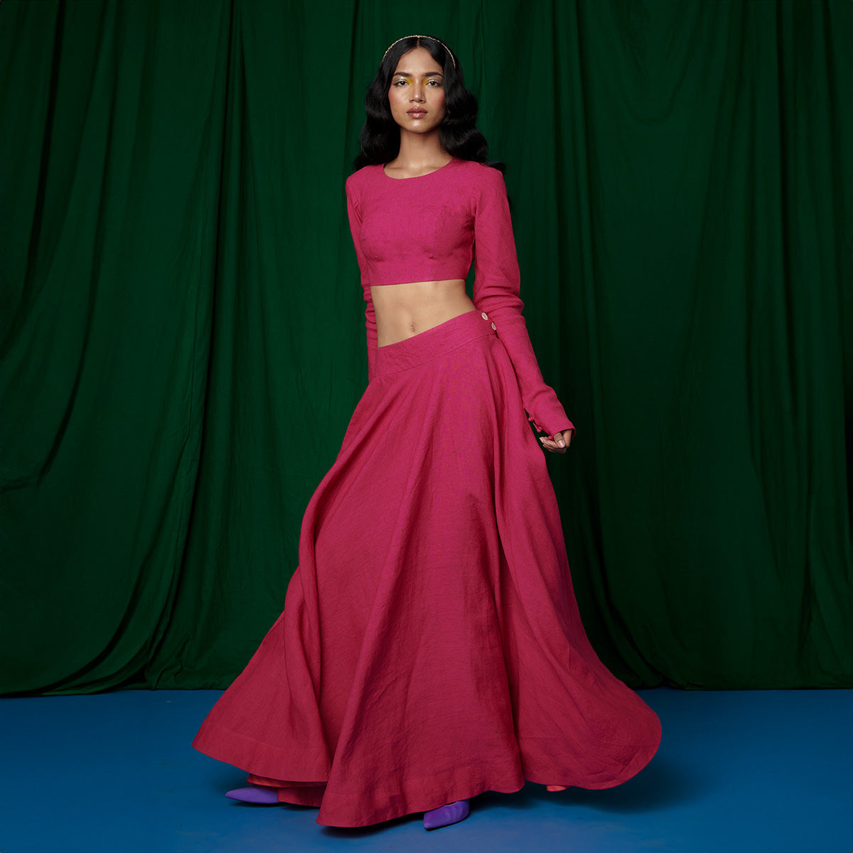 Rani Linen Crop Top and Ghera Skirt