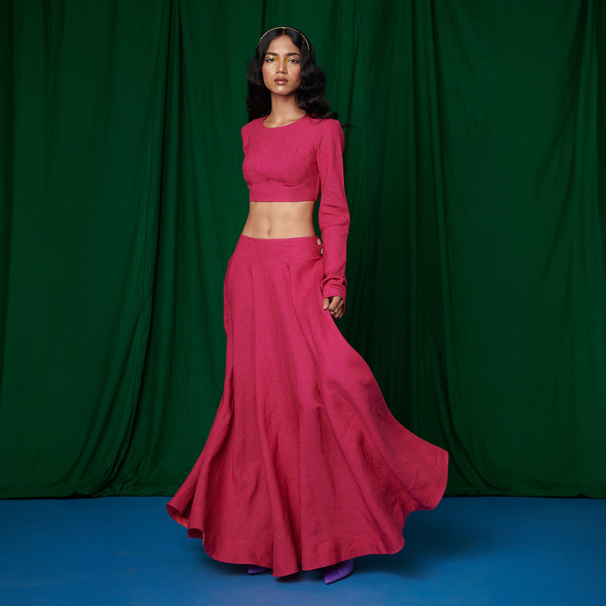 Rani Linen Crop Top and Ghera Skirt