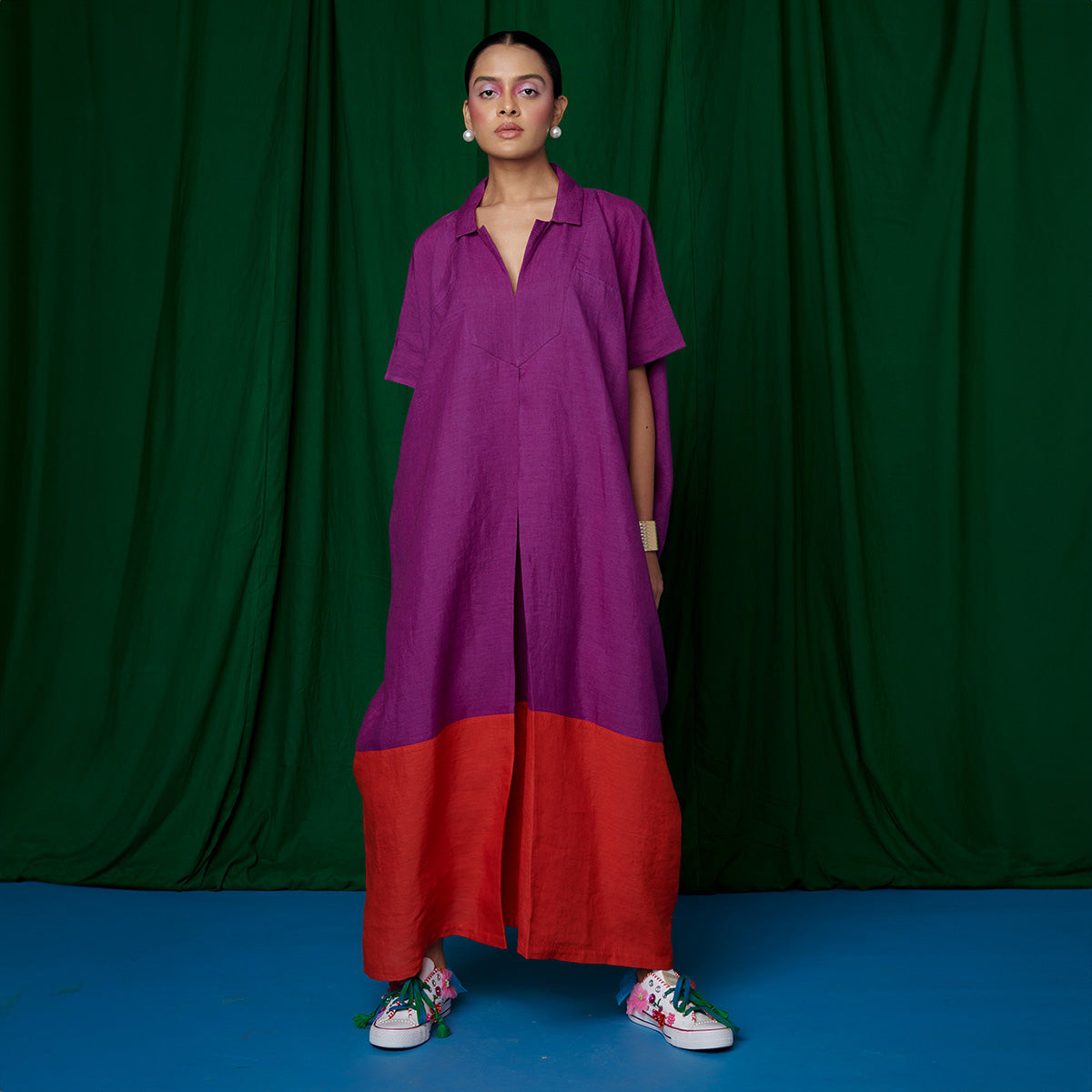 Violet Linen Kaftan Dress