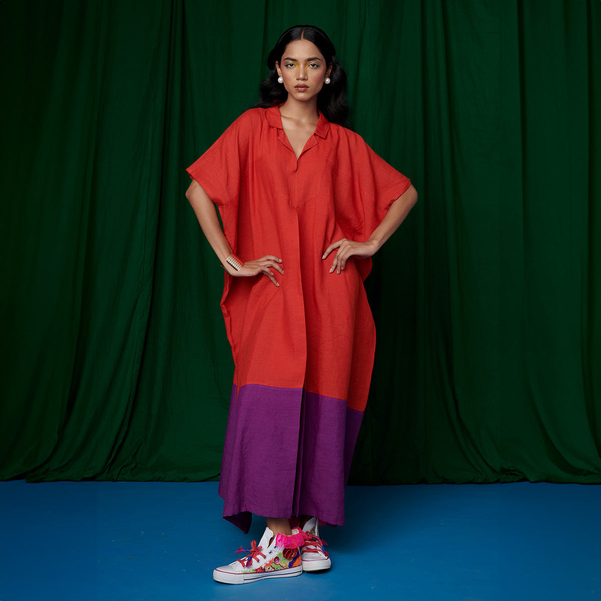 Kumkum Linen Kaftan Dress