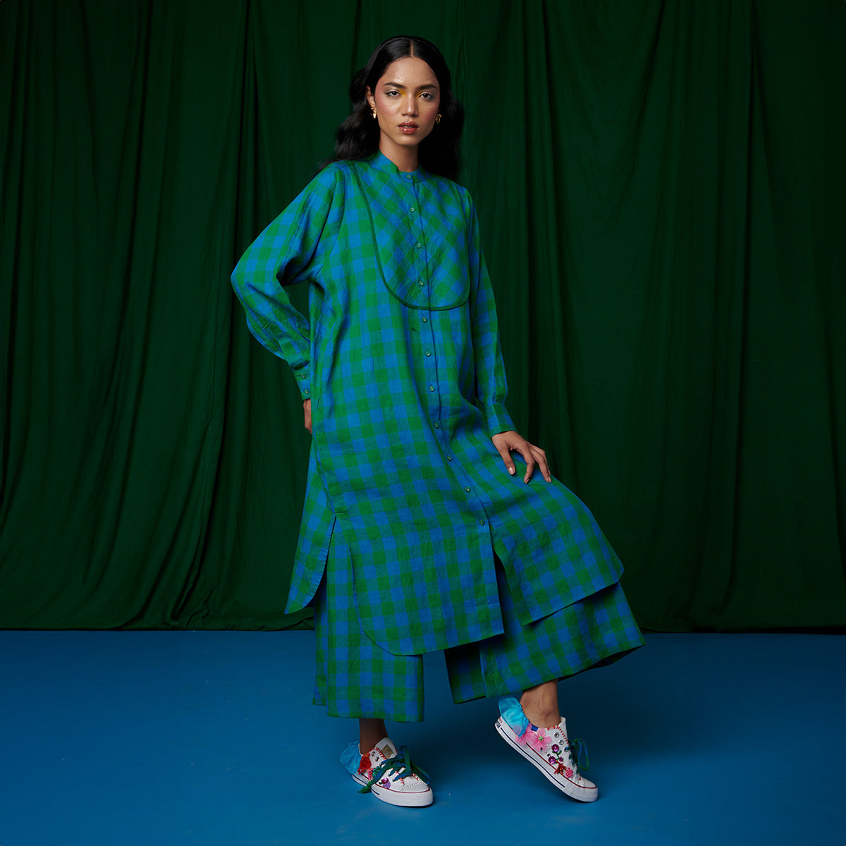 Forest Linen Shirt Dress and Culotte Pants