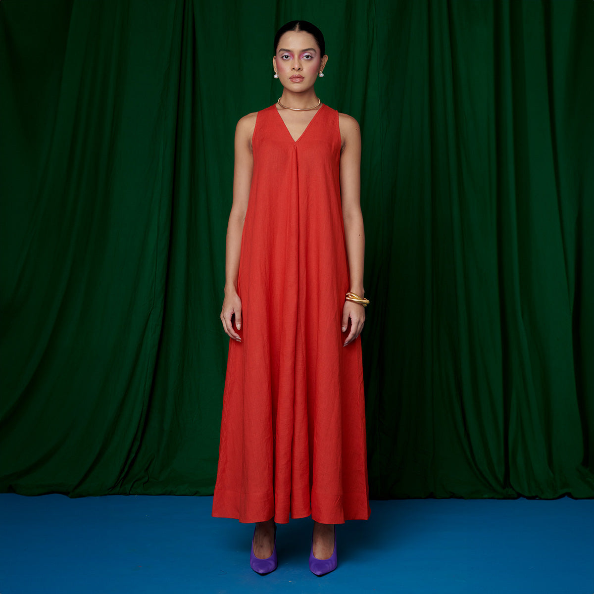 Kumkum Linen Flared Dress