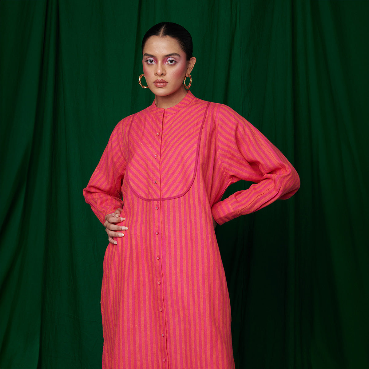 Coral Linen Shirt Dress and Culotte Pants