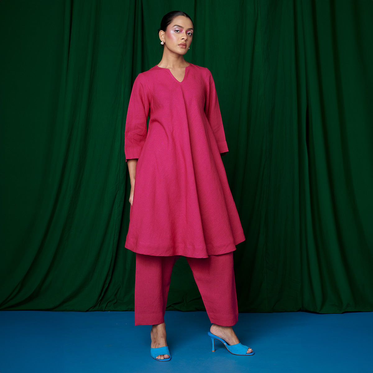 Rani Linen Pheran Kurta Set