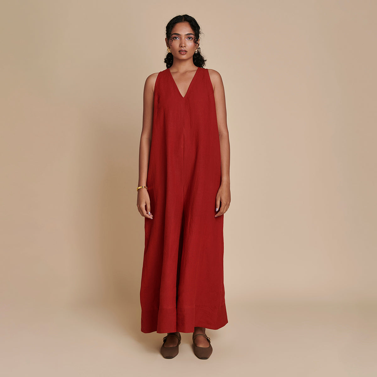 Anaar Linen Flared Jumpsuit