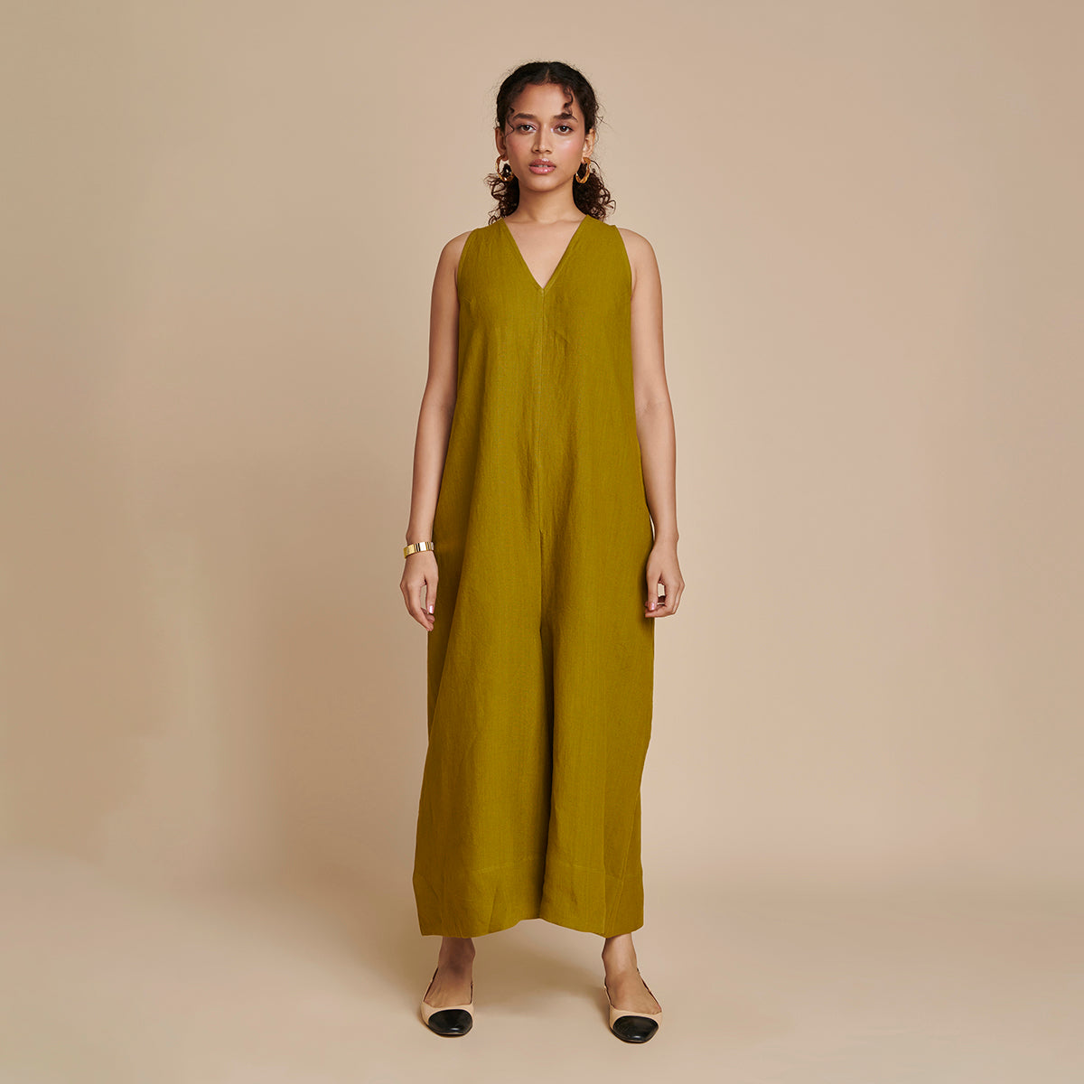 Mehendi Linen Flared Jumpsuit