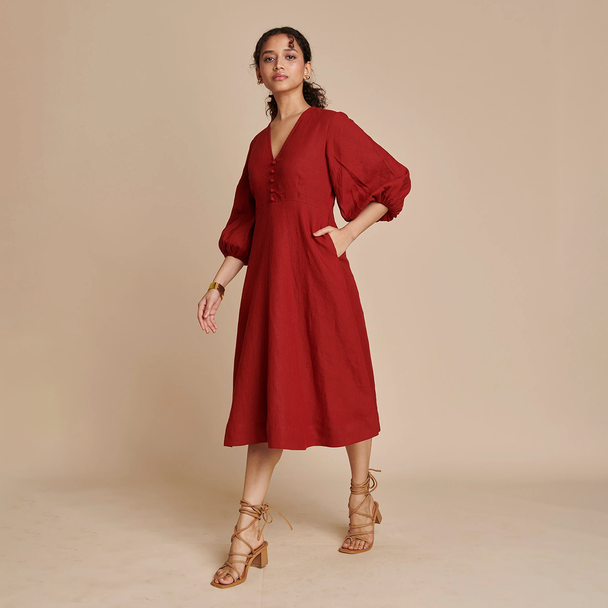 Anaar Linen Billow Dress