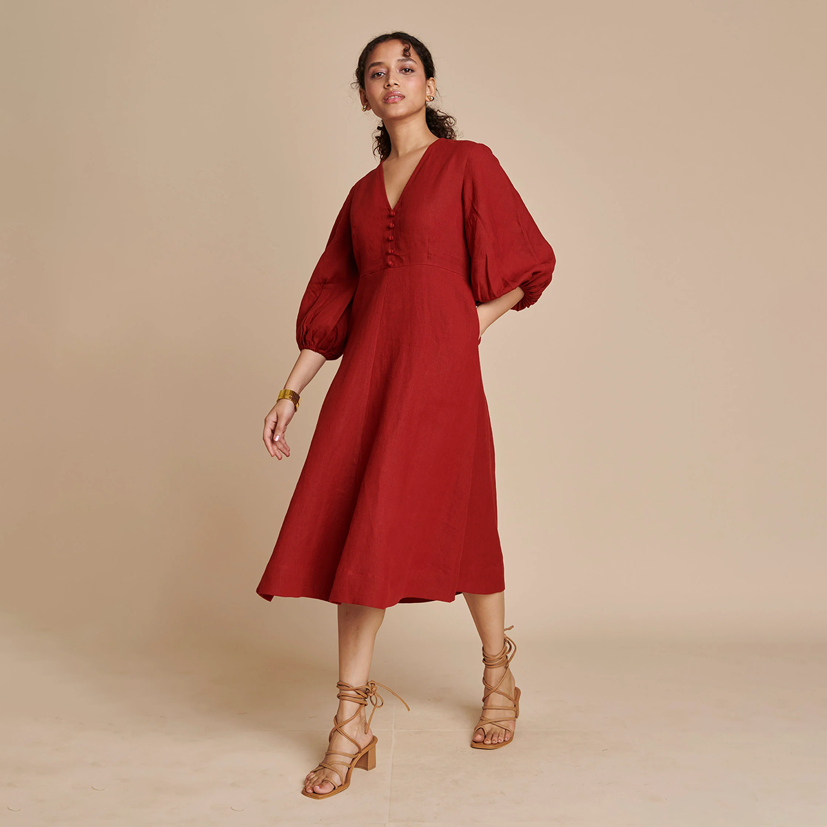 Anaar Linen Billow Dress