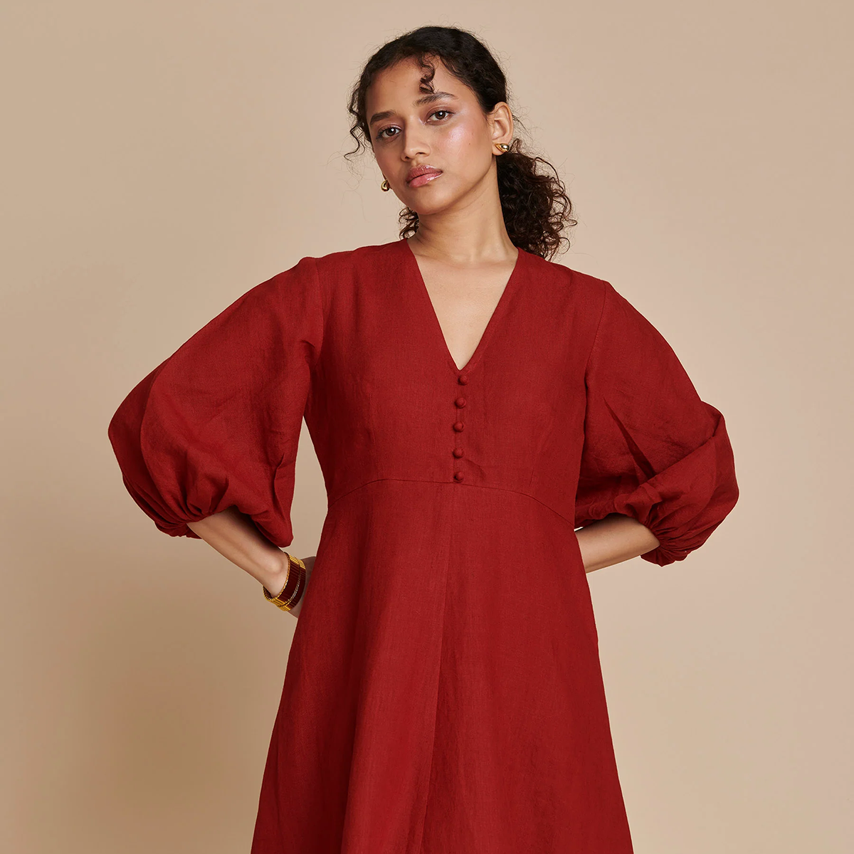 Anaar Linen Billow Dress