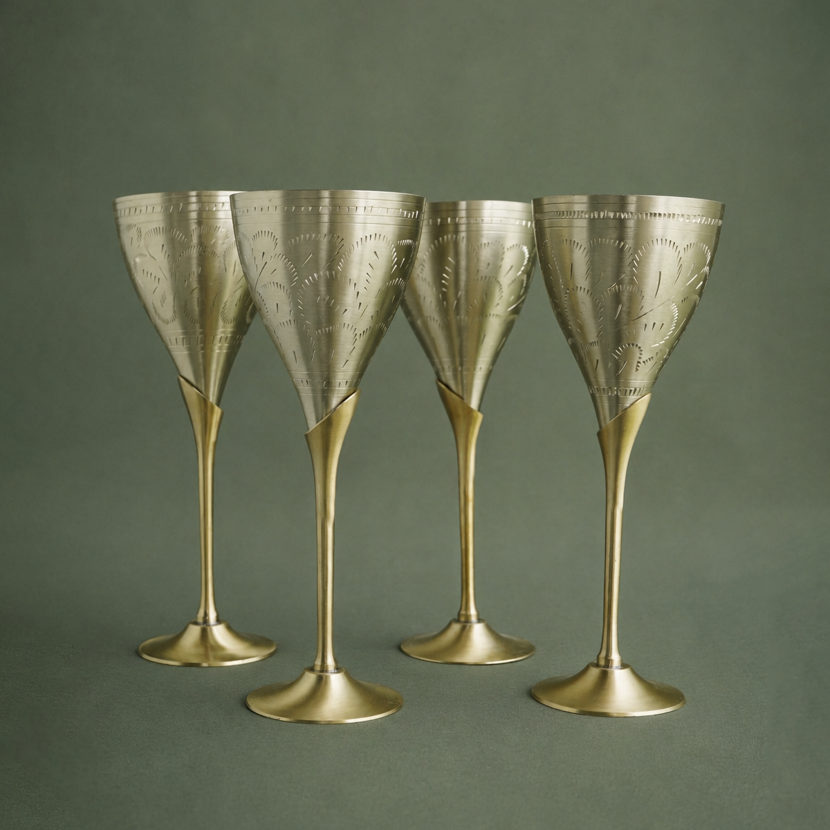 Stem Brass Goblet | Set of 4