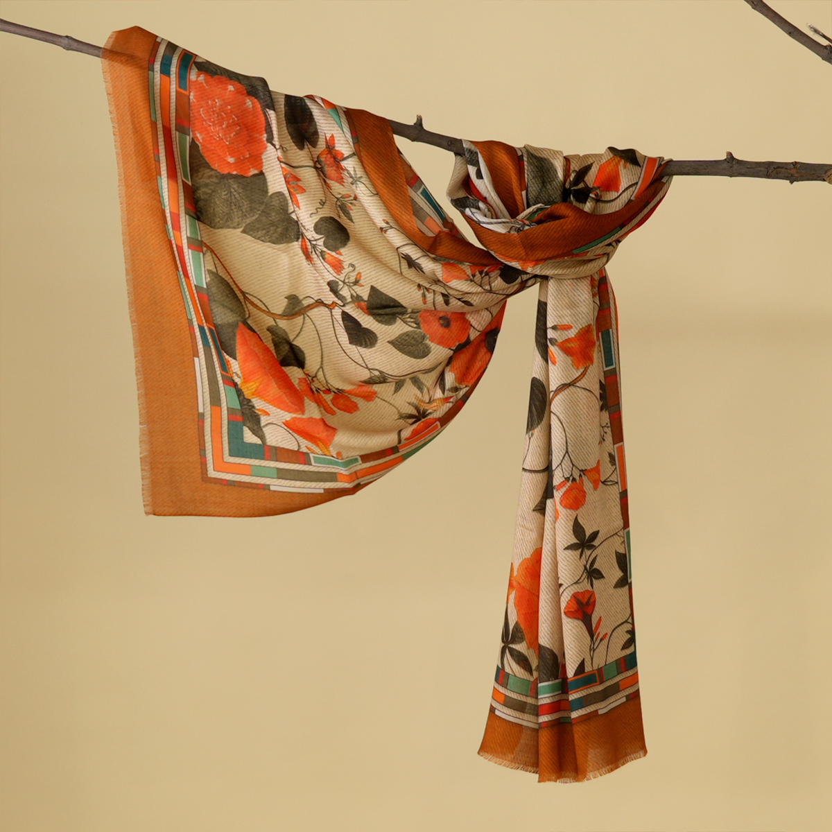 The Scarlet Bloom Bamboo Modal Stole (Brown)